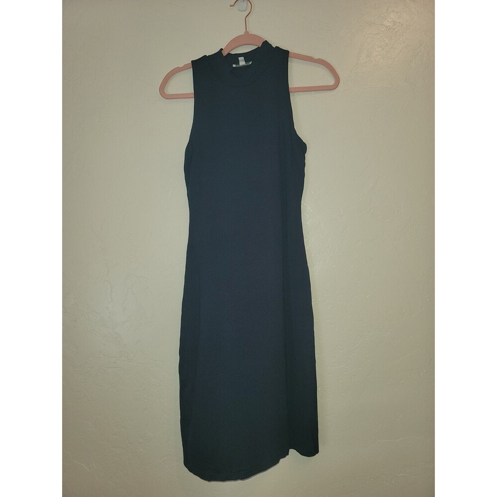 Womens S Mock Neck Mini Dress Navy Blue Lined Bodycon Work Casual Soft Comfy